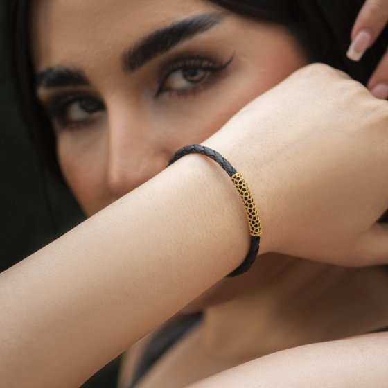 دستبند زنانه طلا چرم طرح فیوژن 2