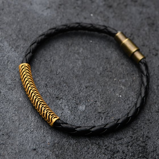 دستبند زنانه طلا چرم طرح فیوژن 3