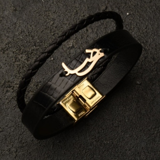 دستبند طلا چرم اسم رضا