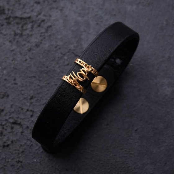 دستبند طلا چرم سه بعدی HOPE