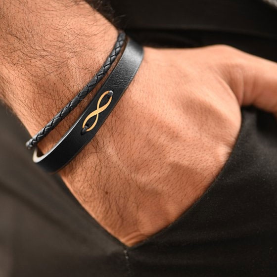 دستبند طلا چرم بینهایت طلا