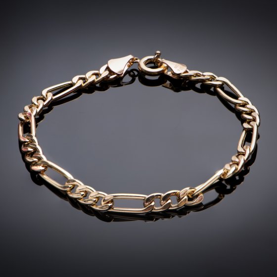 دستبند زنجیری طلا فیگارو مردانه