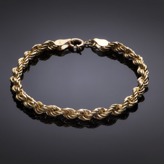 دستبند زنجیری طلا طنابی