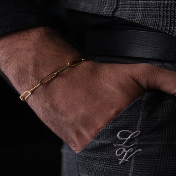 دستبند زنجیری طلا فیگارو مردانه