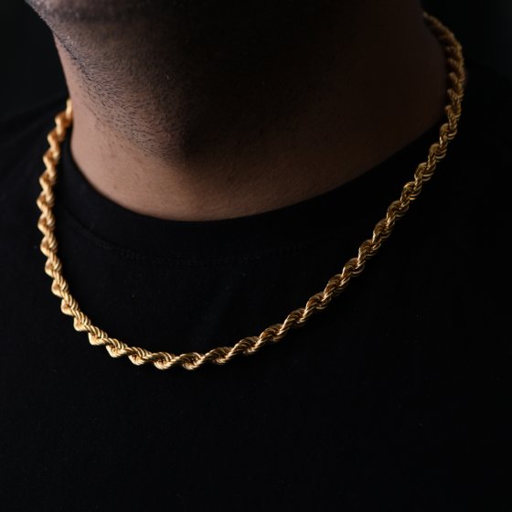 گردنبند زنجیری طلا مردانه طرح طنابی