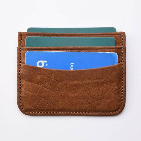 کیف کارت چرم عسلی