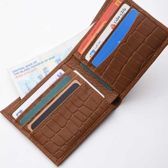 کیف پول جیبی چرم عسلی