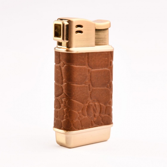 فندک گازی بدنه چرم عسلی