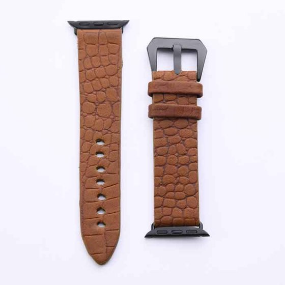 بند اپل واچ چرم کروکودیل عسلی