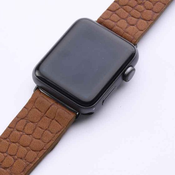 بند اپل واچ چرم کروکودیل عسلی