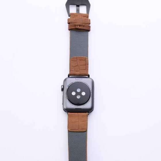 بند اپل واچ چرم کروکودیل عسلی