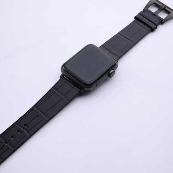 بند اپل واچ چرم کروکودیل مشکی