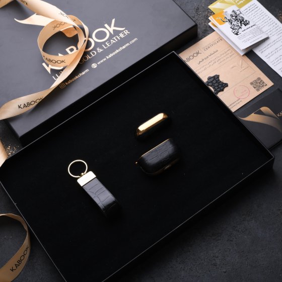 ست هدیه چرم قاب ایرپاد و جاکلیدی مشکی