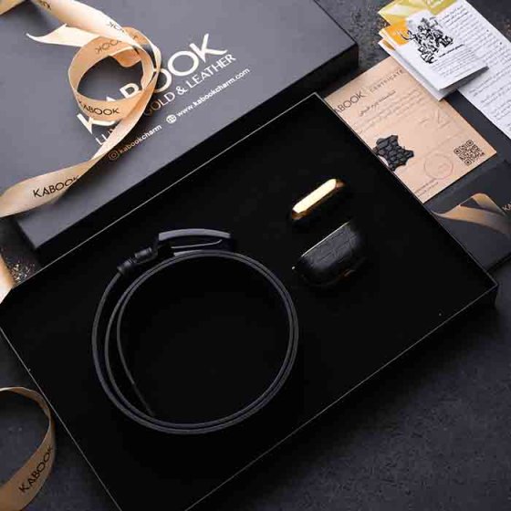 ست هدیه چرم قاب ایرپاد و کمربند مشکی