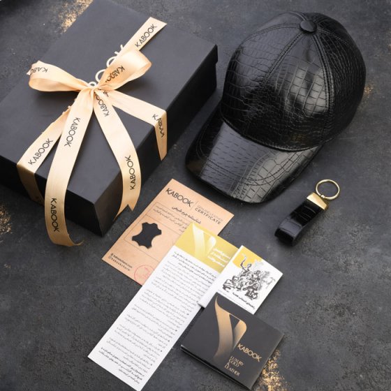 ست هدیه چرم کلاه و جاکلیدی مشکی