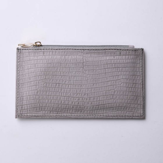 کیف پول زنانه کوچک زیپدار چرم خاکستری