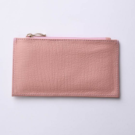 کیف پول زنانه کوچک زیپدار چرم صورتی