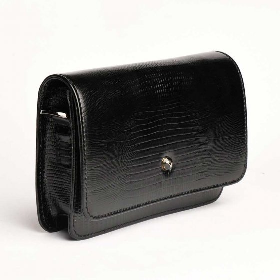 کیف دوشی زنانه آمبر چرم لیزارد مشکی