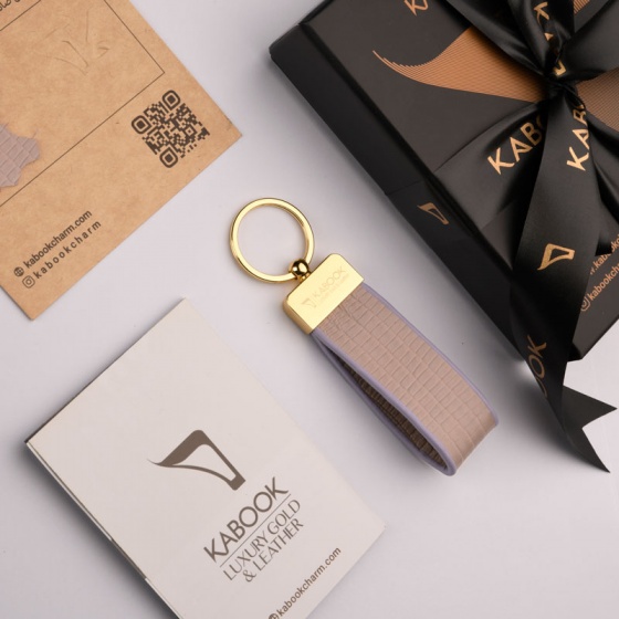 جاکلیدی چرم لیزارد خاکستری