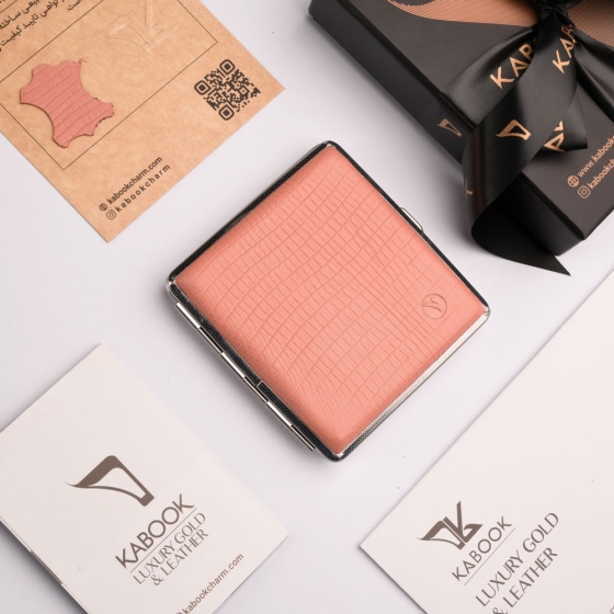 جعبه سیگار چرم لیزارد صورتی