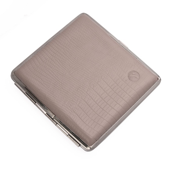 جعبه سیگار چرم لیزارد خاکستری