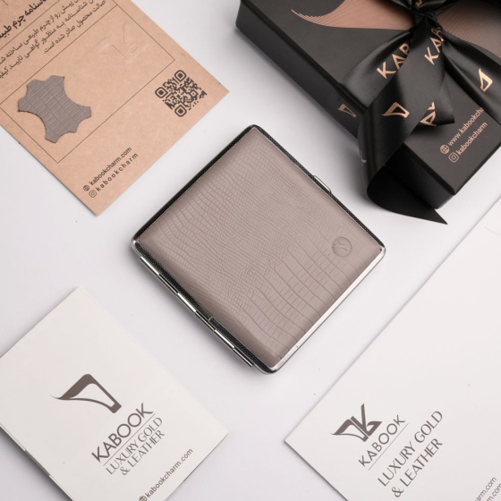 جعبه سیگار چرم لیزارد خاکستری