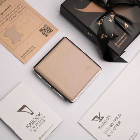 جعبه سیگار چرم لیزارد کرم