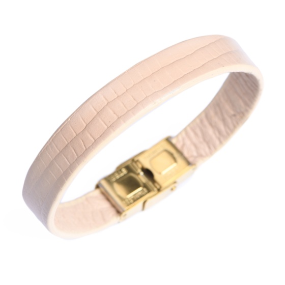 دستبند چرم لیزارد کرم