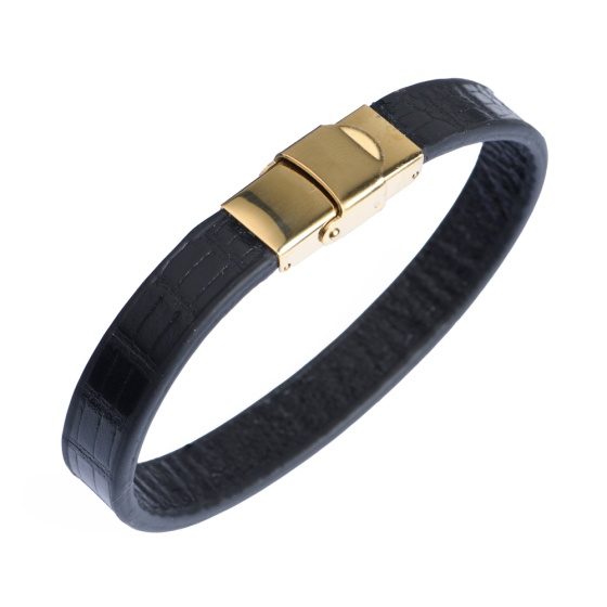 دستبند چرم مشکی لیزارد