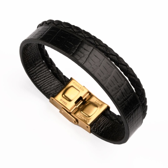 دستبند چرم 67 مشکی لیزارد