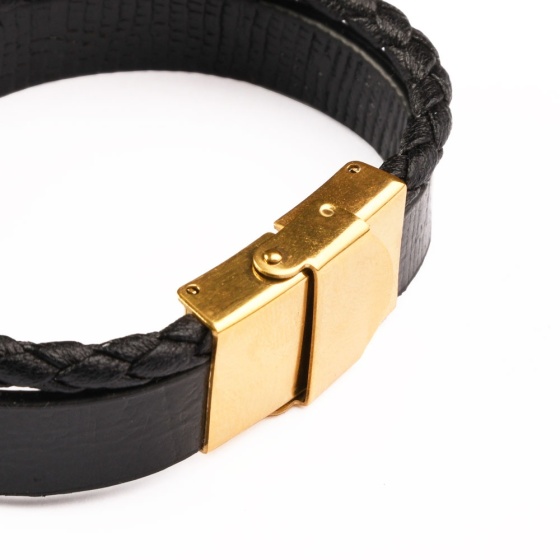 دستبند چرم 67 مشکی لیزارد