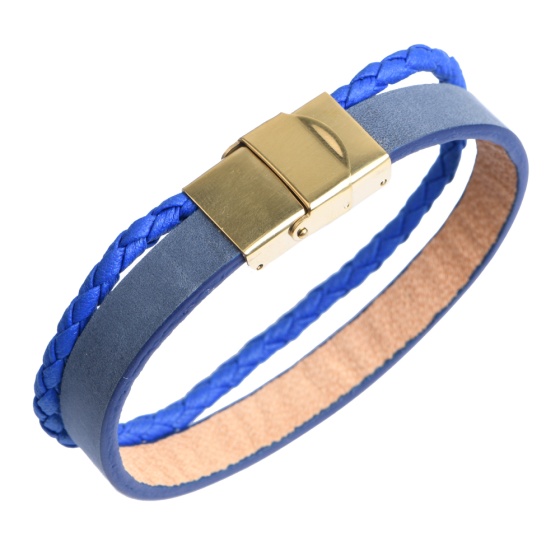 دستبند چرم 67 سورمه ای