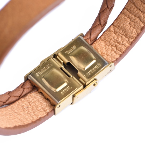 دستبند چرم 67 عسلی ساده