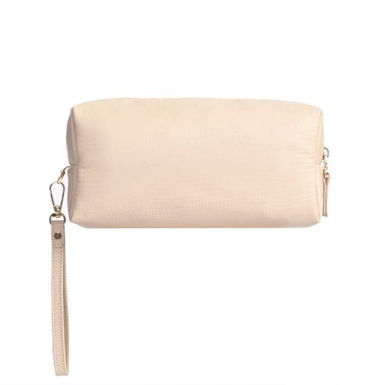 کیف لوازم آرایش چرم کرم