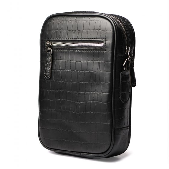 کیف کراس بادی مردانه طرح لونا چرم کروکودیلی مشکی