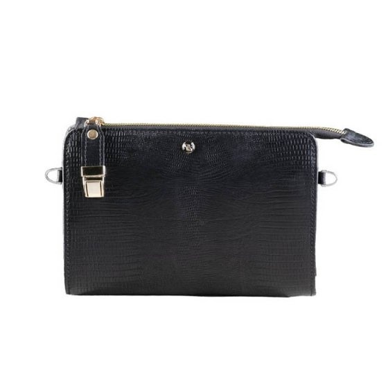 کیف دوشی زنانه طرح دیوا چرم لیزارد مشکی