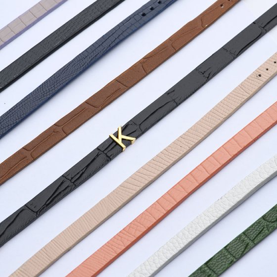 دستبند مردانه طلا چرم حرف K