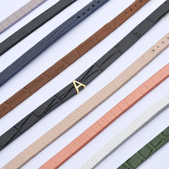 دستبند زنانه طلا چرم حرف A