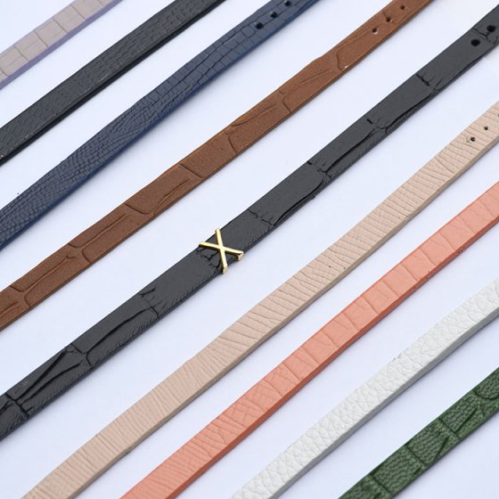 دستبند زنانه طلا چرم حرف X