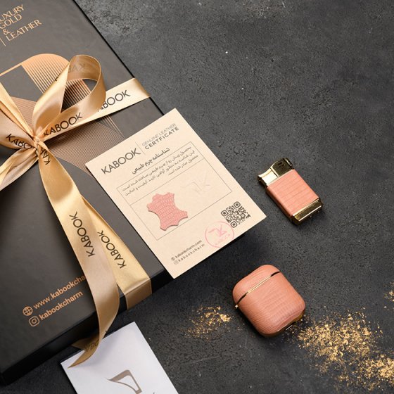 ست قاب ایرپاد و فندک چرم صورتی