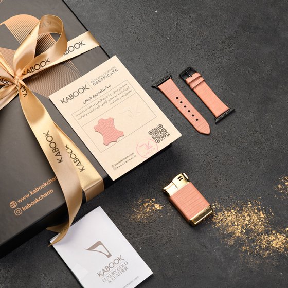 ست فندک و اپل واچ چرم صورتی