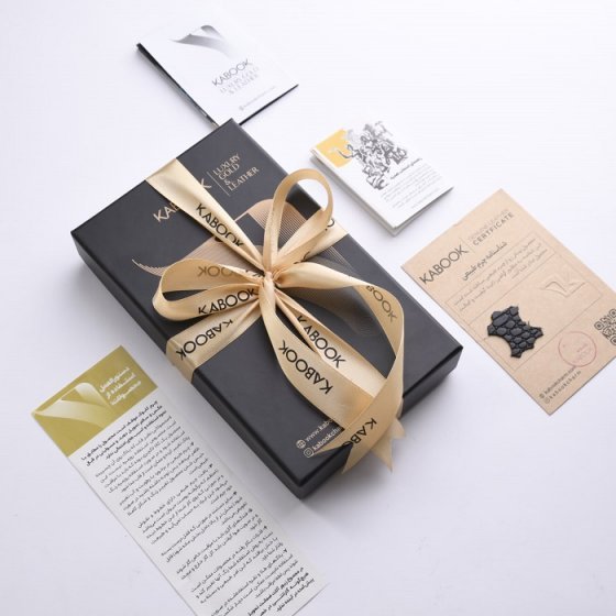 ست کیف کارت زیپی و فندک چرم مشکی لیزارد