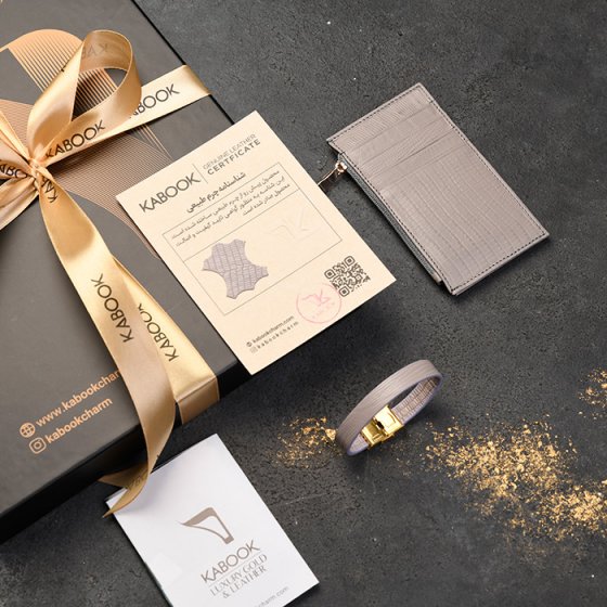 ست دستبند و قاب ایرپاد چرم خاکستری