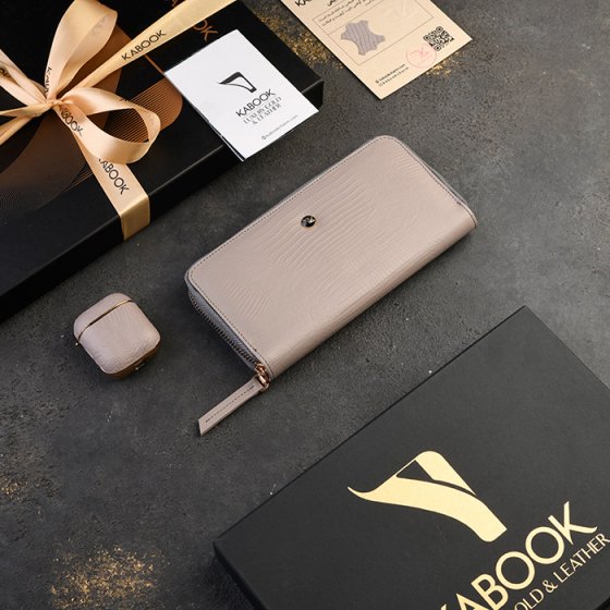 ست قاب ایرپاد و کیف پول چرم خاکستری