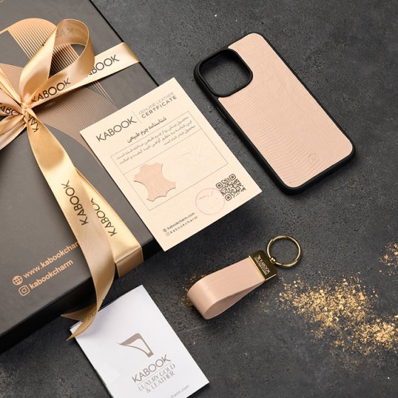 ست قاب موبایل و جاکلیدی چرم کرم