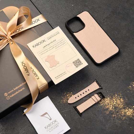 ست قاب موبایل و بند اپل واچ چرم کرم