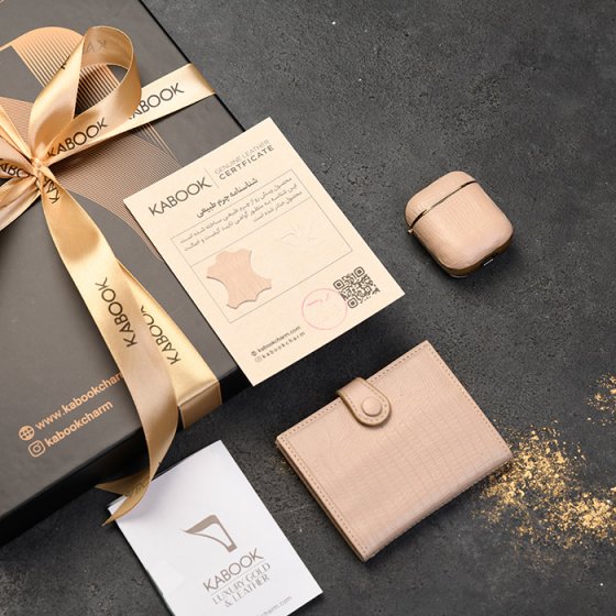 ست قاب ایرپاد و کیف کارت 4لت چرم کرم