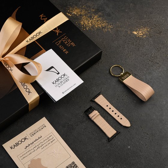 ست جاکلیدی و اپل واچ چرم کرم