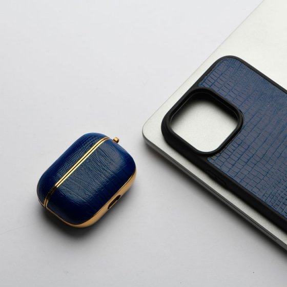 ست قاب و قاب ایرپاد چرم سورمه ای لیزارد