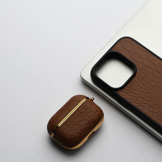 ست قاب و قاب ایرپاد چرم عسلی